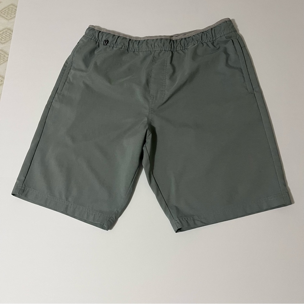 Voyager Flat Front Stretch Drawstring Shorts Green Size Large